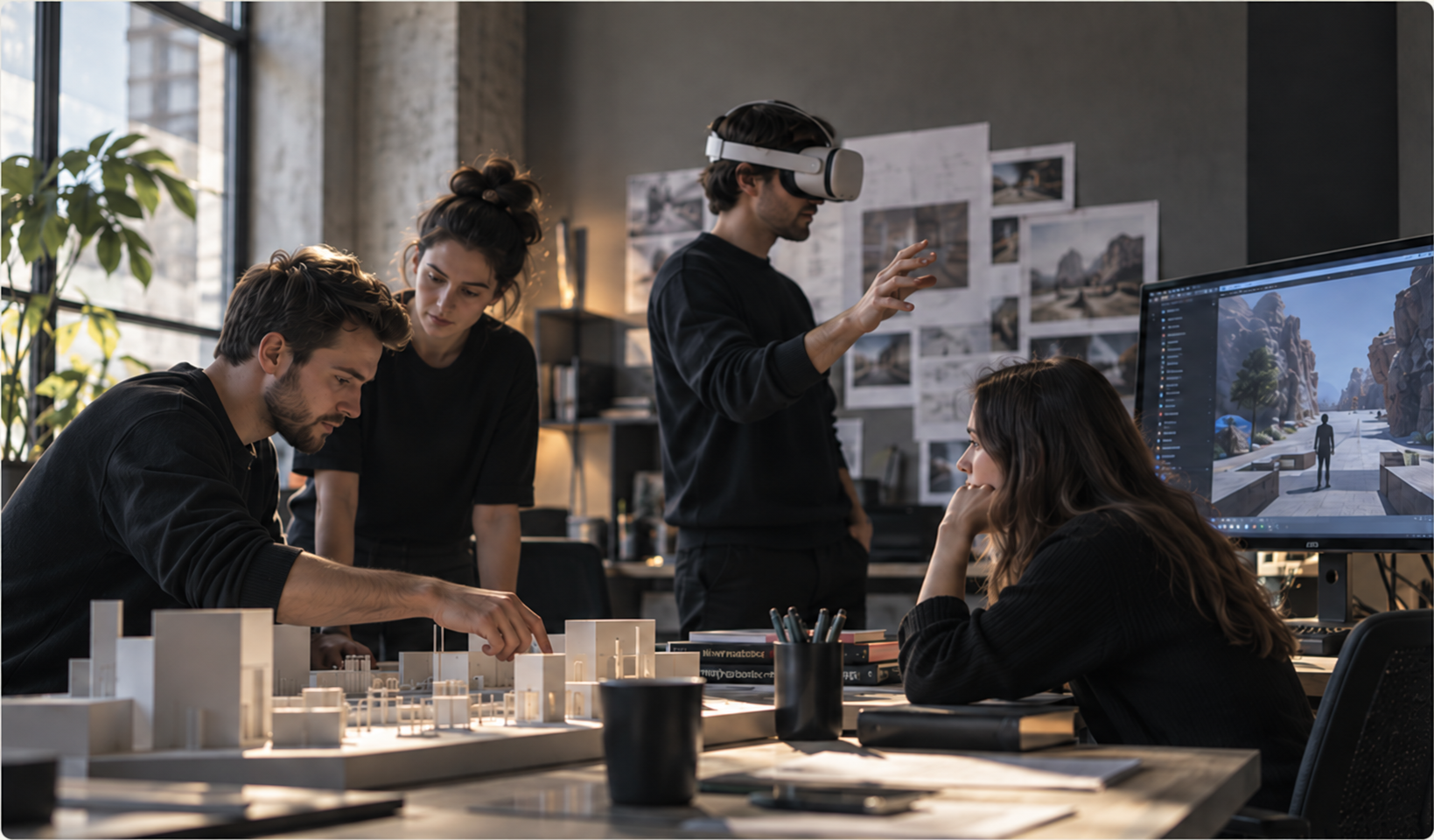 BinaryWD studio team working together on an interactive spatial product